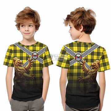 MacLeod (McLeod) Crest Tartan Kid T-Shirt with Golden Lion Emblem Celtic Style
