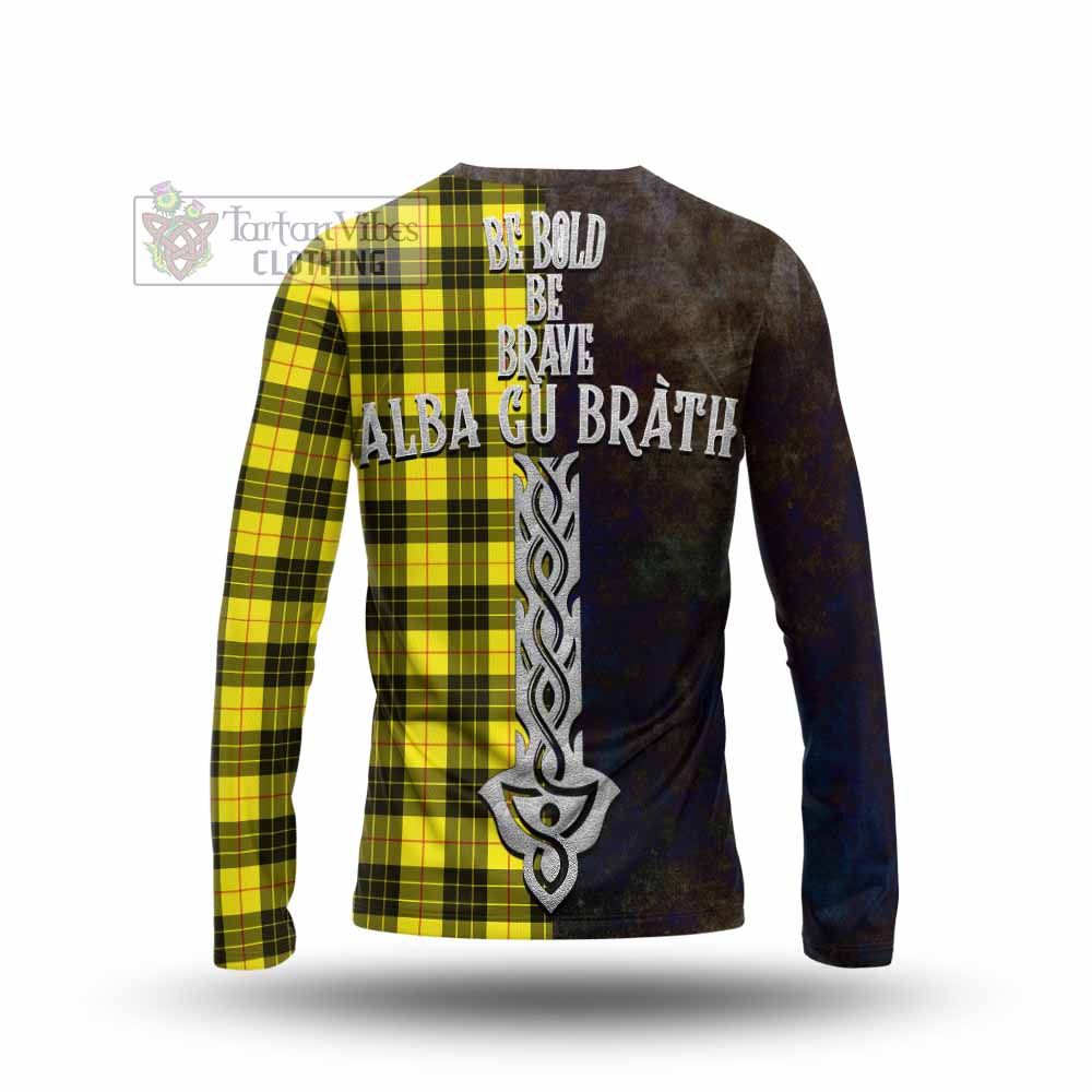 Tartan Vibes Clothing MacLeod (McLeod) Tartan Family Crest Long Sleeve T-Shirt Alba Gu Brath Be Brave Lion Ancient Style