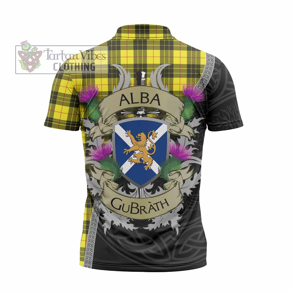 Tartan Vibes Clothing MacLeod (McLeod) Tartan Family Crest Zipper Polo Shirt Lion Rampant Royal Thistle Shield Celtic Inspired