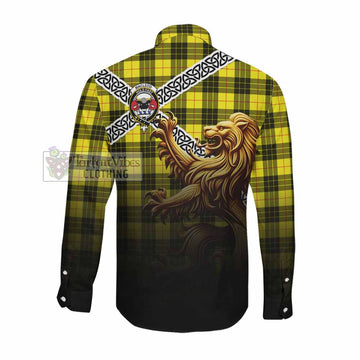 MacLeod (McLeod) Crest Tartan Long Sleeve Button Shirt with Golden Lion Emblem Celtic Style