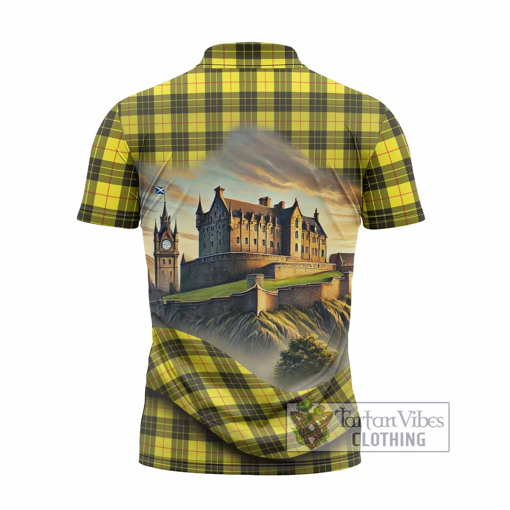 Tartan Vibes Clothing MacLeod (McLeod) Tartan Family Crest Zipper Polo Shirt with Scottish Ancient Castle Stype