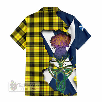 Tartan Vibes Clothing MacLeod (McLeod) Tartan Family Crest Short Sleeve Button Shirt Scottish Thistle Celtic Inspired