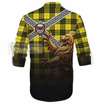 MacLeod (McLeod) Crest Tartan Ghillie Kilt Shirt with Golden Lion Emblem Celtic Style