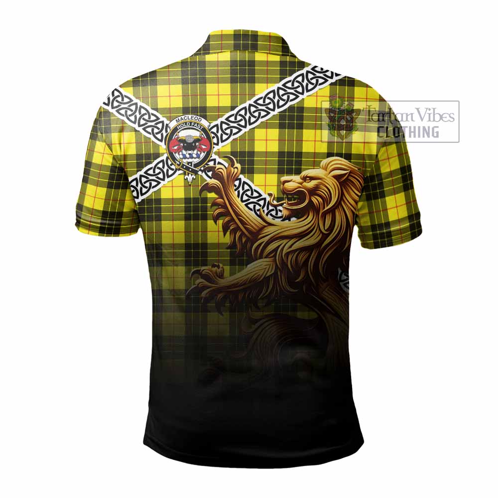 Tartan Vibes Clothing MacLeod (McLeod) Crest Tartan Polo Shirt with Golden Lion Emblem Celtic Style