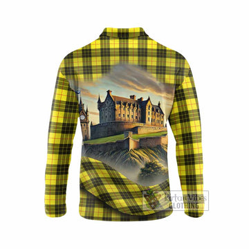 MacLeod (McLeod) Tartan Family Crest Long Sleeve Polo Shirt with Scottish Ancient Castle Style
