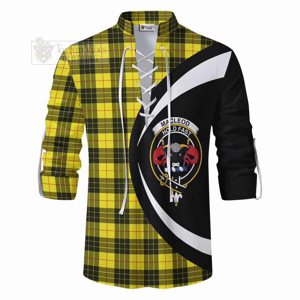 Tartan Vibes Clothing MacLeod (McLeod) Tartan Ghillie Kilt Shirt with Family Crest Circle Style
