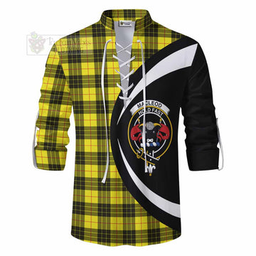 Tartan Vibes Clothing MacLeod (McLeod) Tartan Ghillie Kilt Shirt with Family Crest Circle Style