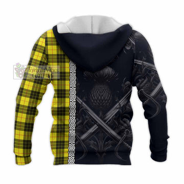 Tartan Vibes Clothing MacLeod (McLeod) Tartan Knitted Hoodie with Family Crest Cross Sword Thistle Celtic Vibes
