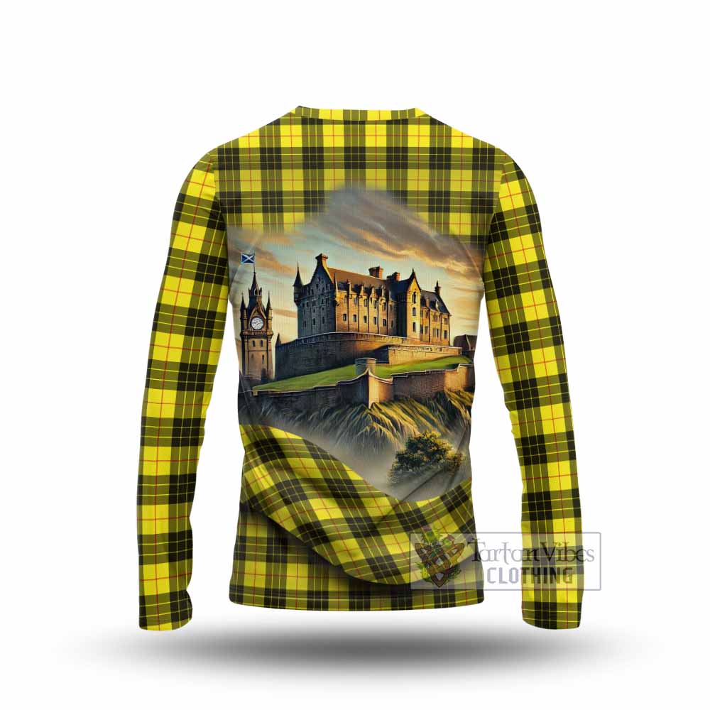 Tartan Vibes Clothing MacLeod (McLeod) Tartan Family Crest Long Sleeve T-Shirt with Scottish Ancient Castle Style