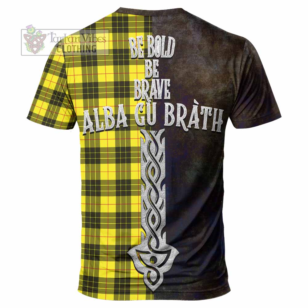Tartan Vibes Clothing MacLeod (McLeod) Tartan Family Crest T-Shirt Alba Gu Brath Be Brave Lion Ancient Style