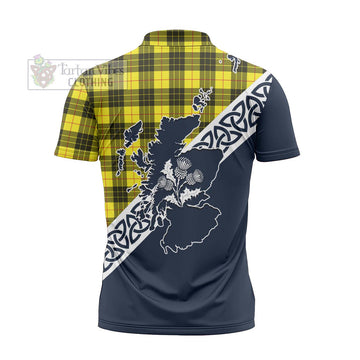 MacLeod (McLeod) Tartan Zipper Polo Shirt Featuring Thistle and Scotland Map