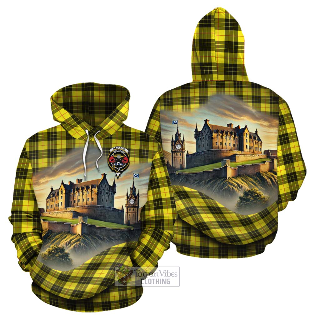 Tartan Vibes Clothing MacLeod (McLeod) Tartan Family Crest Cotton Hoodie with Scottish Ancient Castle Style