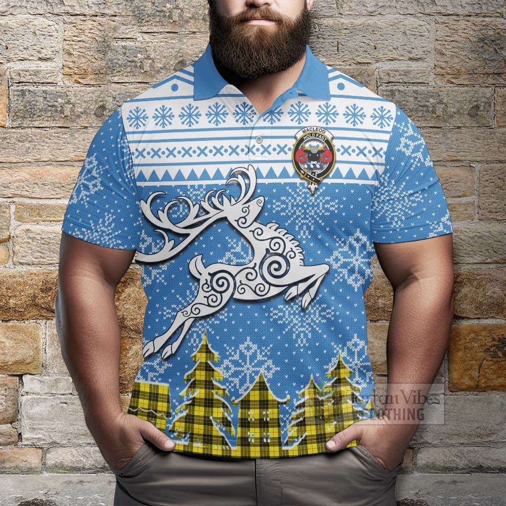 Tartan Vibes Clothing MacLeod (McLeod) Clan Christmas Polo Shirt Celtic Reindeer Style