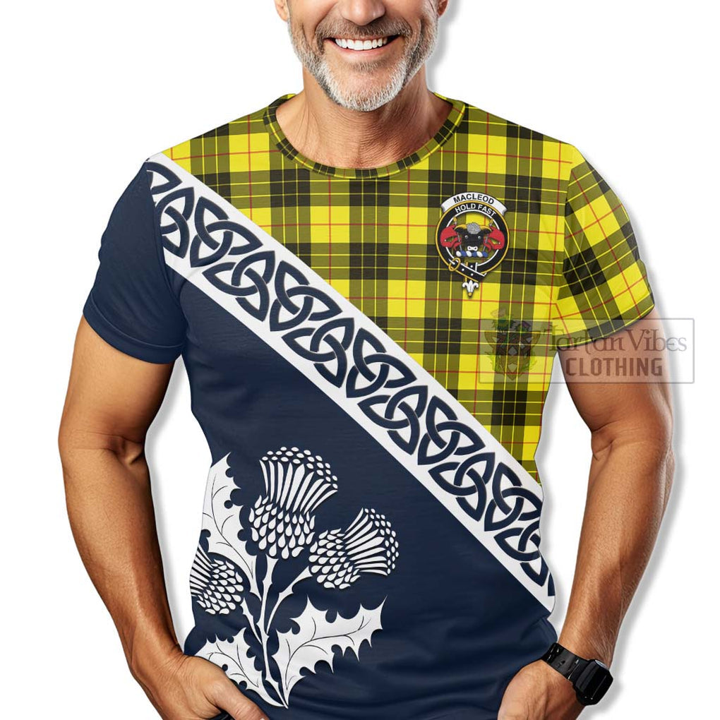 MacLeod (McLeod) Tartan T-Shirt Featuring Thistle and Scotland Map