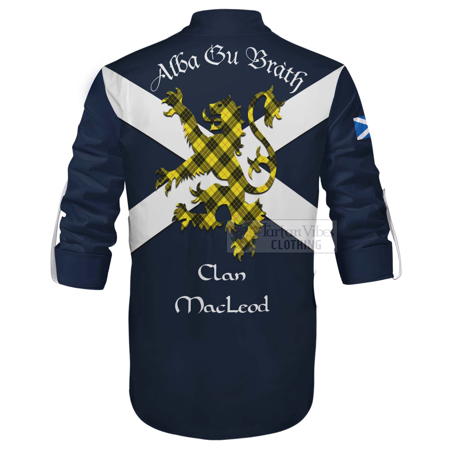 Tartan Vibes Clothing MacLeod (McLeod) Tartan Lion Rampant Ghillie Kilt Shirt Proudly Display Your Heritage with Alba Gu Brath and Clan Name