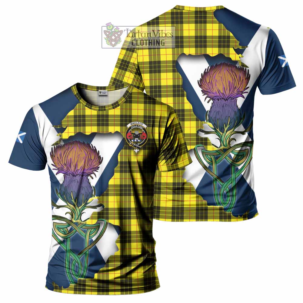 Tartan Vibes Clothing MacLeod (McLeod) Tartan Family Crest T-Shirt Scottish Thistle Celtic Inspired