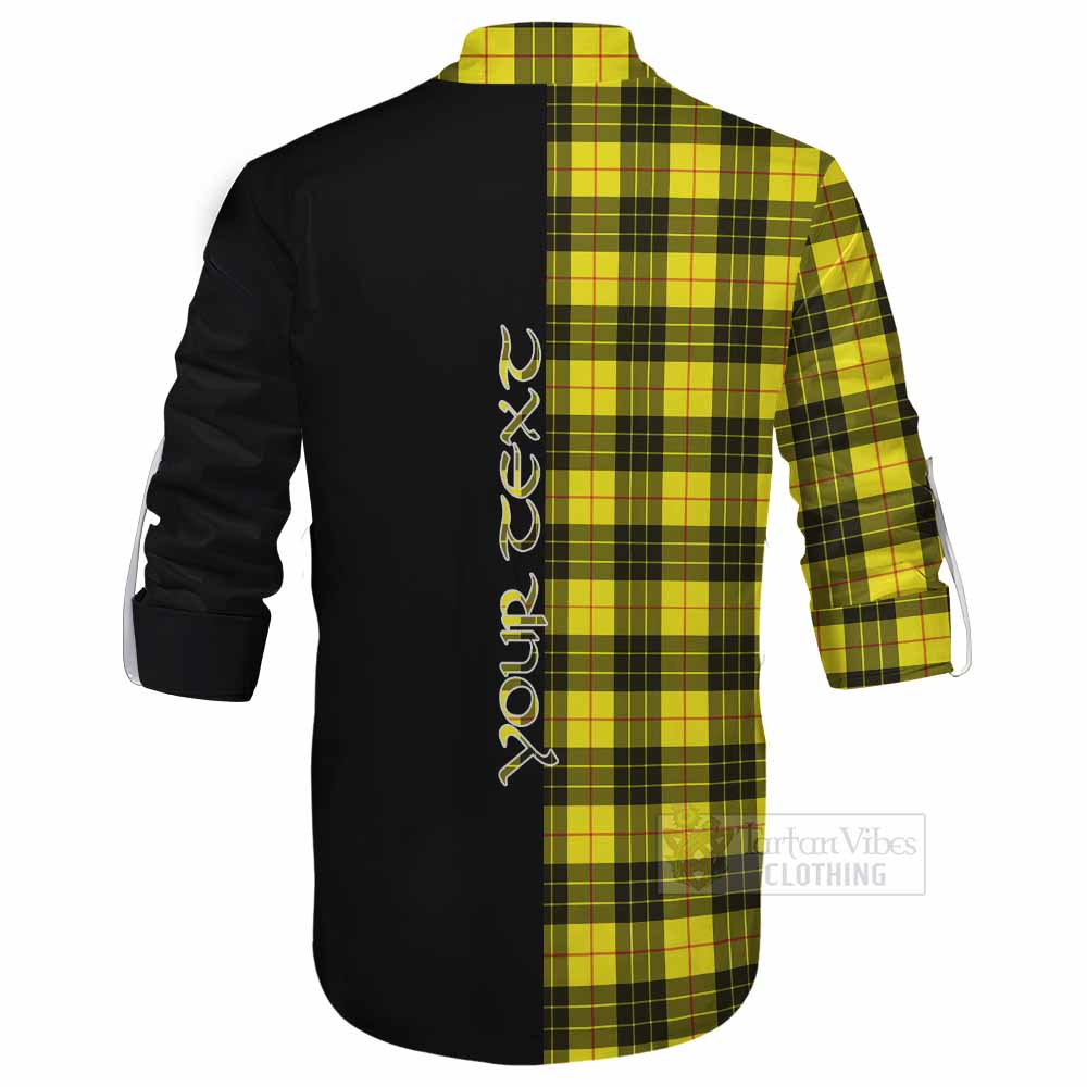 Tartan Vibes Clothing MacLeod (McLeod) Tartan Ghillie Kilt Shirt with Family Crest and Half Of Me Style