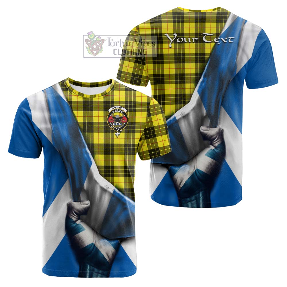 Tartan Vibes Clothing MacLeod (McLeod) Tartan Cotton T-shirt with Family Crest Scotland Patriotic Style