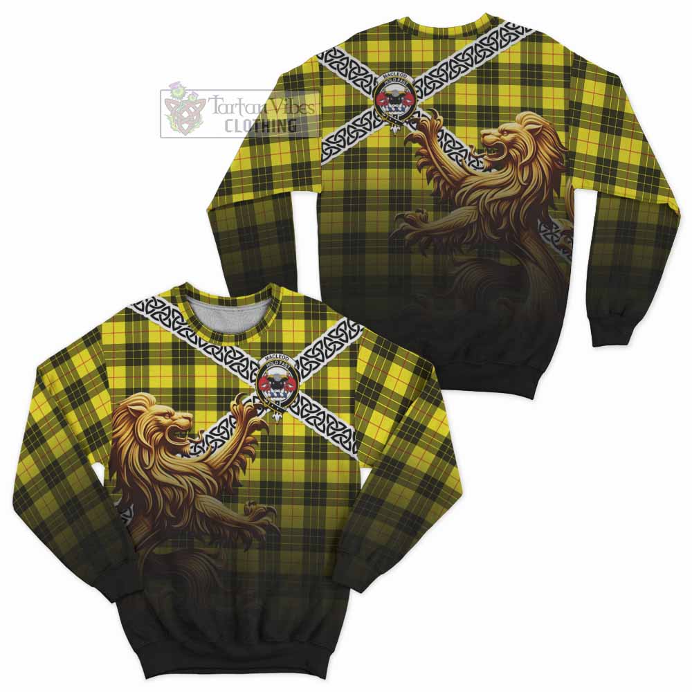 Tartan Vibes Clothing MacLeod (McLeod) Crest Tartan Sweatshirt with Golden Lion Emblem Celtic Style