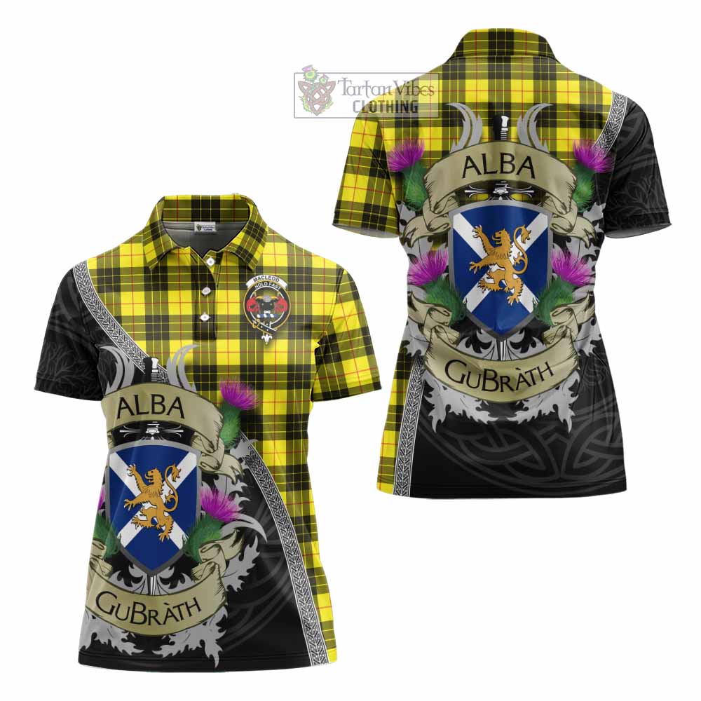 Tartan Vibes Clothing MacLeod (McLeod) Tartan Family Crest Women's Polo Shirt Lion Rampant Royal Thistle Shield Celtic Inspired
