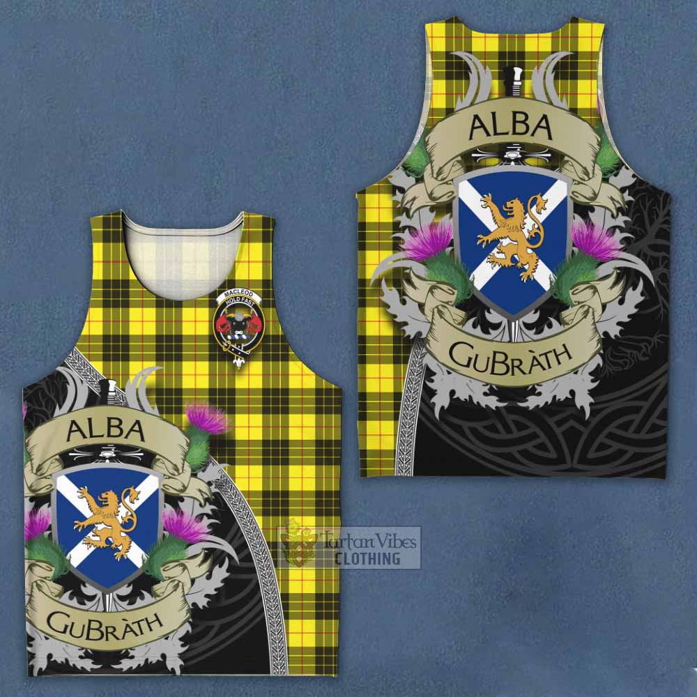 Tartan Vibes Clothing MacLeod (McLeod) Tartan Family Crest Men's Tank Top Lion Rampant Royal Thistle Shield Celtic Inspired