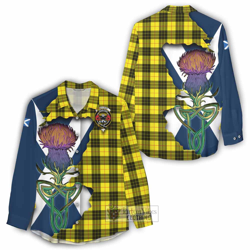 Tartan Vibes Clothing MacLeod (McLeod) Tartan Family Crest Women's Casual Shirt Scottish Thistle Celtic Inspired