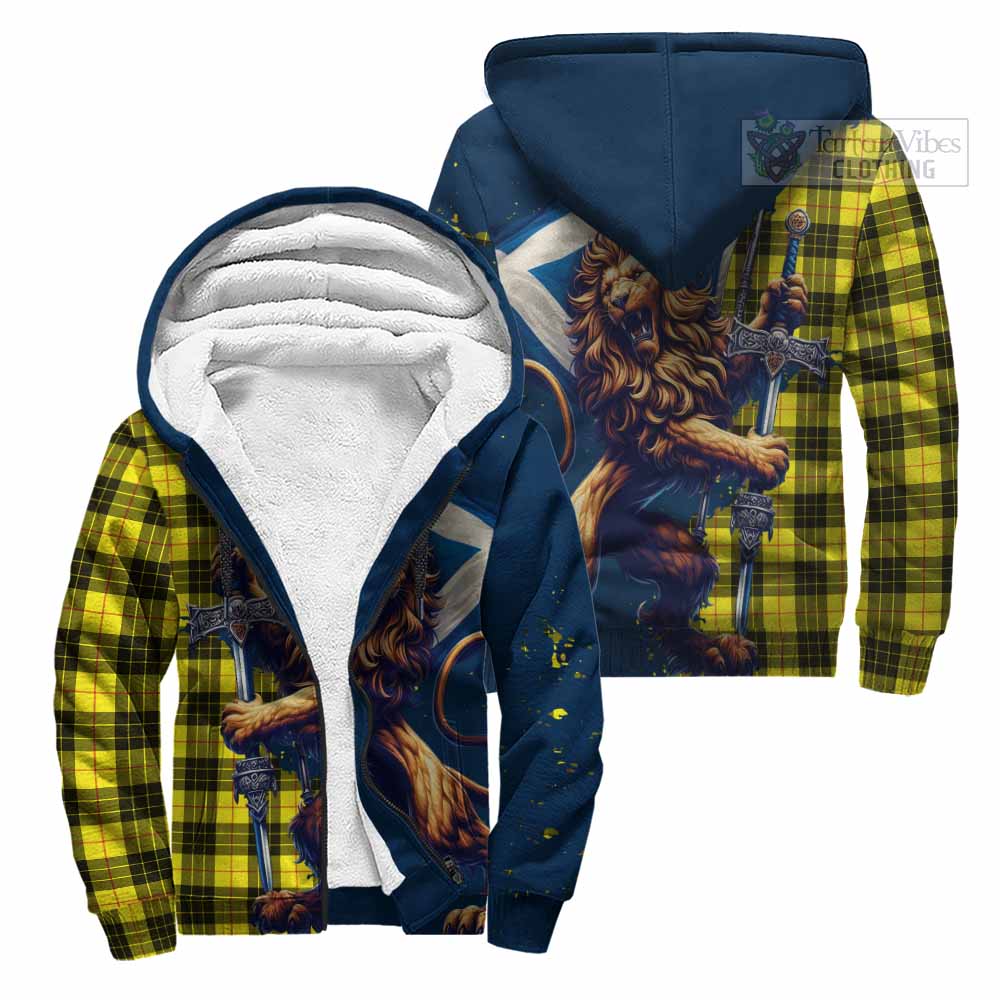 Tartan Vibes Clothing MacLeod (McLeod) Tartan Family Crest Sherpa Hoodie with Scottish Majestic Lion
