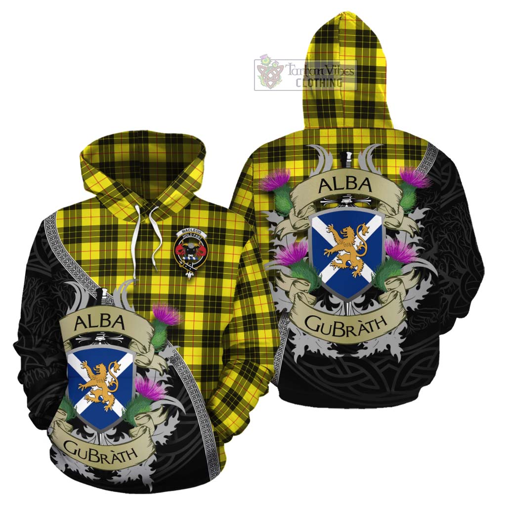 Tartan Vibes Clothing MacLeod (McLeod) Tartan Family Crest Cotton Hoodie Lion Rampant Royal Thistle Shield Celtic Inspired