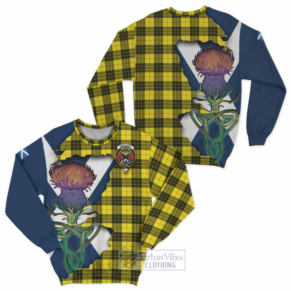 Tartan Vibes Clothing MacLeod (McLeod) Tartan Family Crest Sweatshirt Scottish Thistle Celtic Inspired
