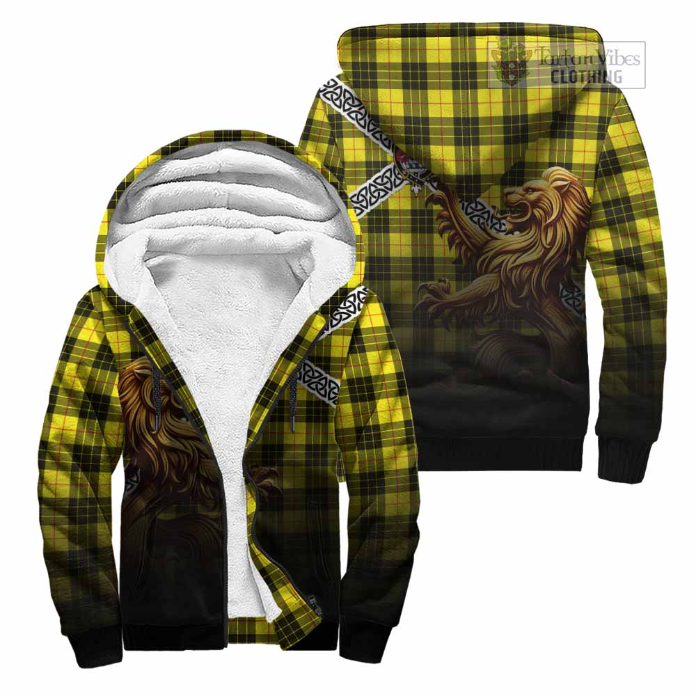 Tartan Vibes Clothing MacLeod (McLeod) Crest Tartan Sherpa Hoodie with Golden Lion Emblem Celtic Style