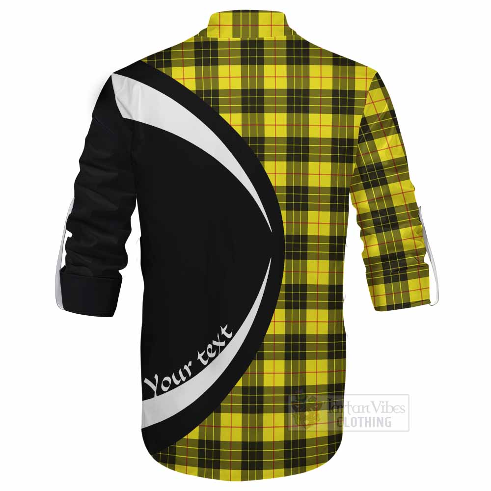 Tartan Vibes Clothing MacLeod (McLeod) Tartan Ghillie Kilt Shirt with Family Crest Circle Style