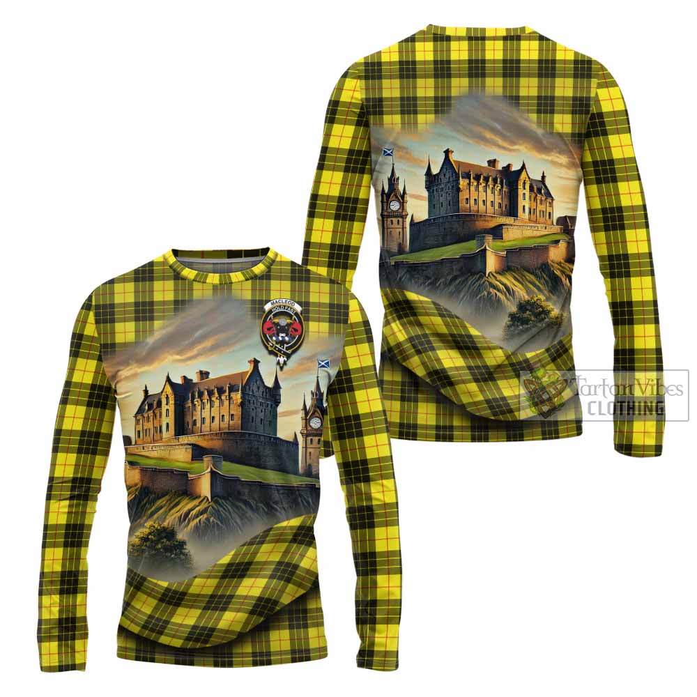 Tartan Vibes Clothing MacLeod (McLeod) Tartan Family Crest Long Sleeve T-Shirt with Scottish Ancient Castle Style
