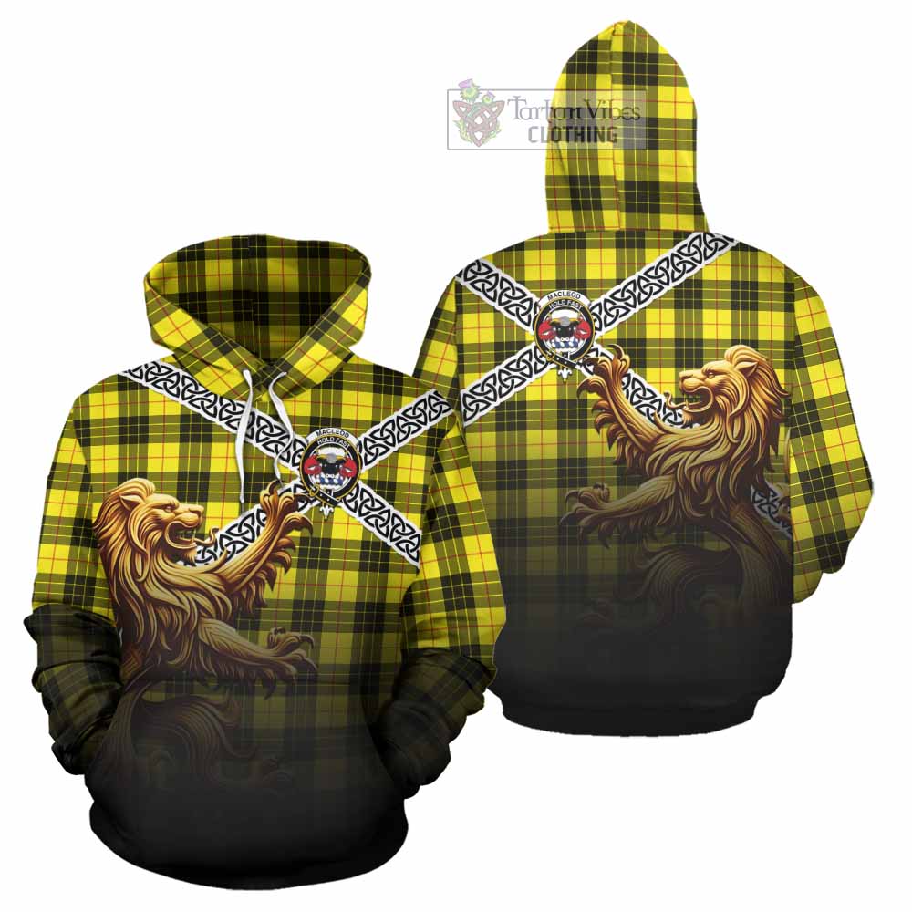Tartan Vibes Clothing MacLeod (McLeod) Crest Tartan Hoodie with Golden Lion Emblem Celtic Style