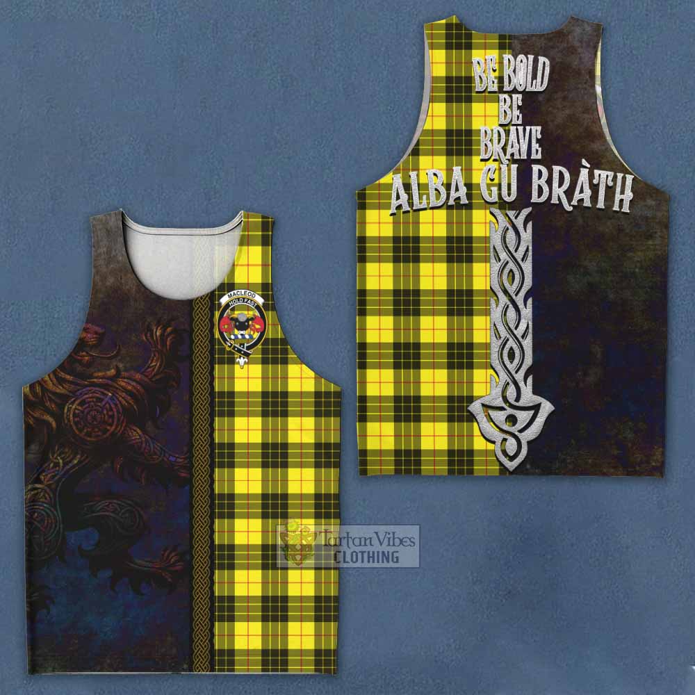 Tartan Vibes Clothing MacLeod (McLeod) Tartan Family Crest Men's Tank Top Alba Gu Brath Be Brave Lion Ancient Style