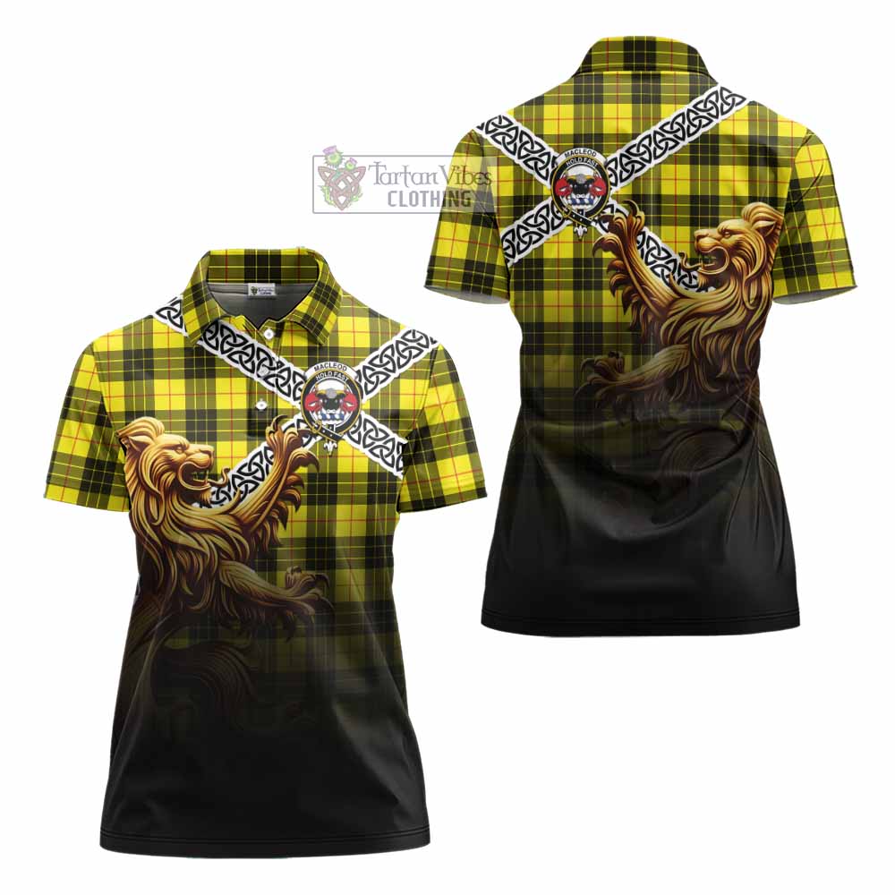 Tartan Vibes Clothing MacLeod (McLeod) Crest Tartan Women's Polo Shirt with Golden Lion Emblem Celtic Style