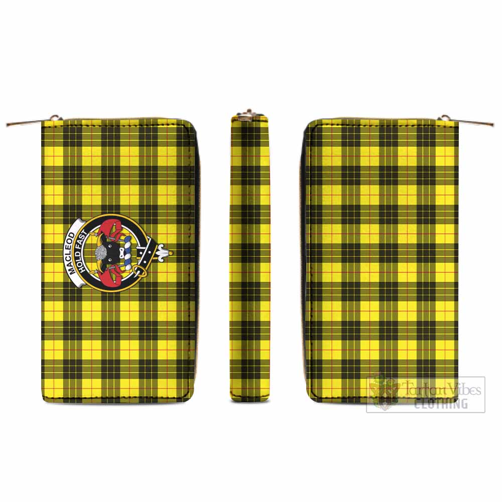 Tartan Vibes Clothing MacLeod (McLeod) Tartan Women's Leather Wallet with Family Crest