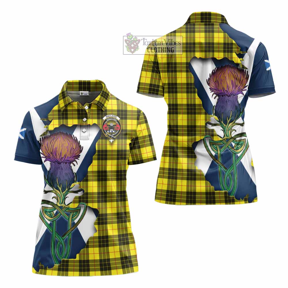 Tartan Vibes Clothing MacLeod (McLeod) Tartan Family Crest Women's Polo Shirt Scottish Thistle Celtic Inspired