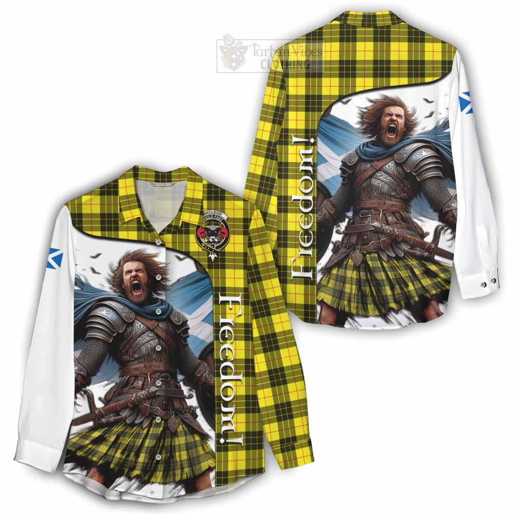 Tartan Vibes Clothing MacLeod (McLeod) Crest Tartan Women's Casual Shirt Inspired by the Freedom of Scottish Warrior