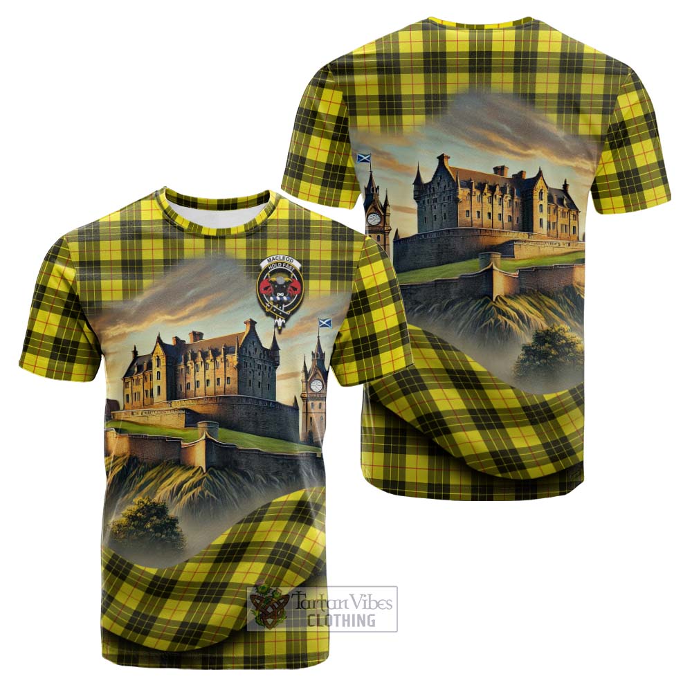 Tartan Vibes Clothing MacLeod (McLeod) Tartan Family Crest Cotton T-shirt with Scottish Ancient Castle Style