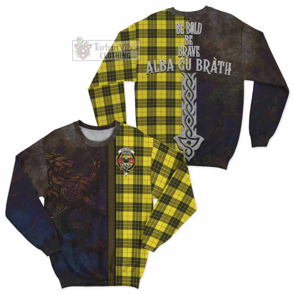 Tartan Vibes Clothing MacLeod (McLeod) Tartan Family Crest Sweatshirt Alba Gu Brath Be Brave Lion Ancient Style