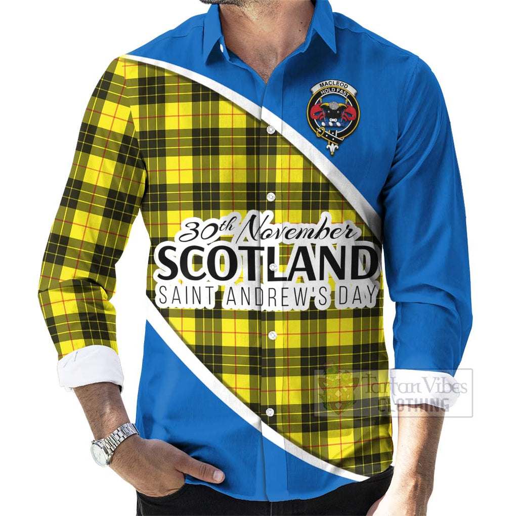 Tartan Vibes Clothing MacLeod (McLeod) Family Crest Tartan Long Sleeve Button Shirt Celebrate Saint Andrew's Day in Style