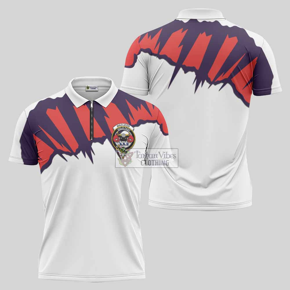 Tartan Vibes Clothing MacLeod (McLeod) Clan Crest Zipper Polo Shirt with Retro Sport Style