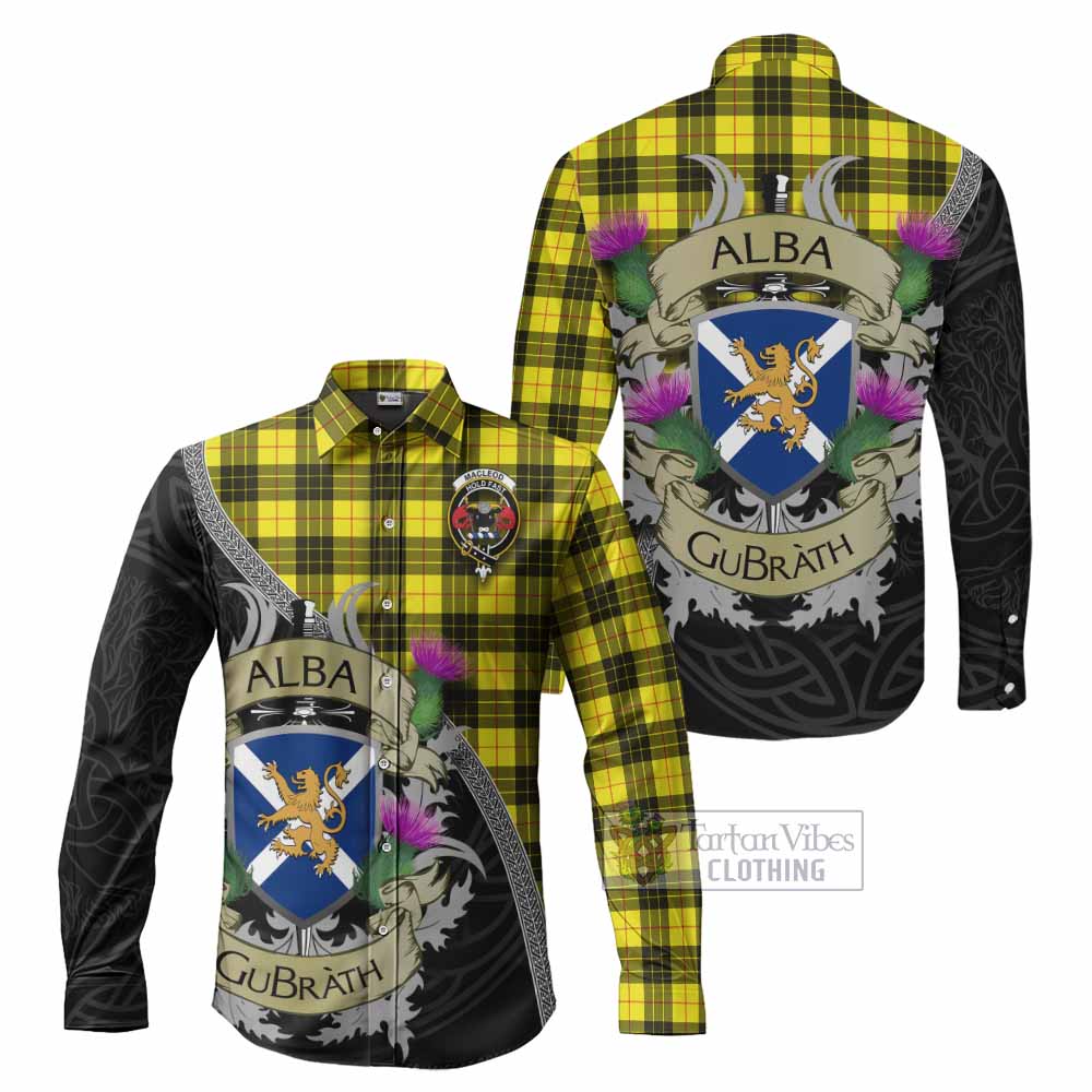 Tartan Vibes Clothing MacLeod (McLeod) Tartan Family Crest Long Sleeve Button Shirt Lion Rampant Royal Thistle Shield Celtic Inspired