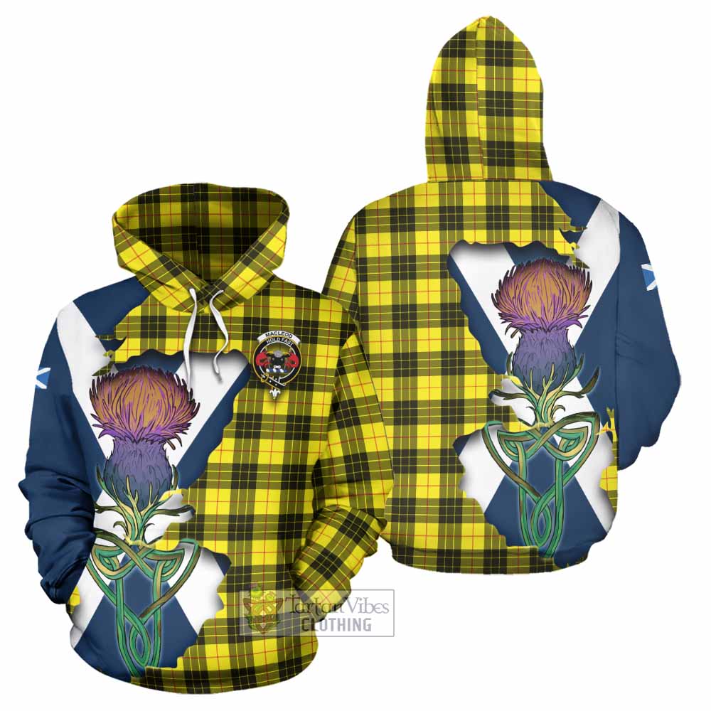 Tartan Vibes Clothing MacLeod (McLeod) Tartan Family Crest Hoodie Scottish Thistle Celtic Inspired