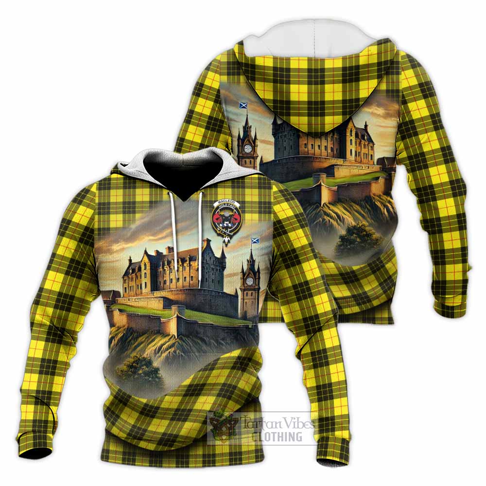Tartan Vibes Clothing MacLeod (McLeod) Tartan Family Crest Knitted Hoodie with Scottish Ancient Castle Style