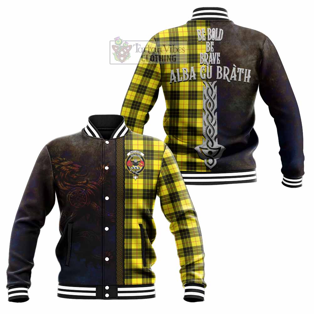 Tartan Vibes Clothing MacLeod (McLeod) Tartan Family Crest Baseball Jacket Alba Gu Brath Be Brave Lion Ancient Style