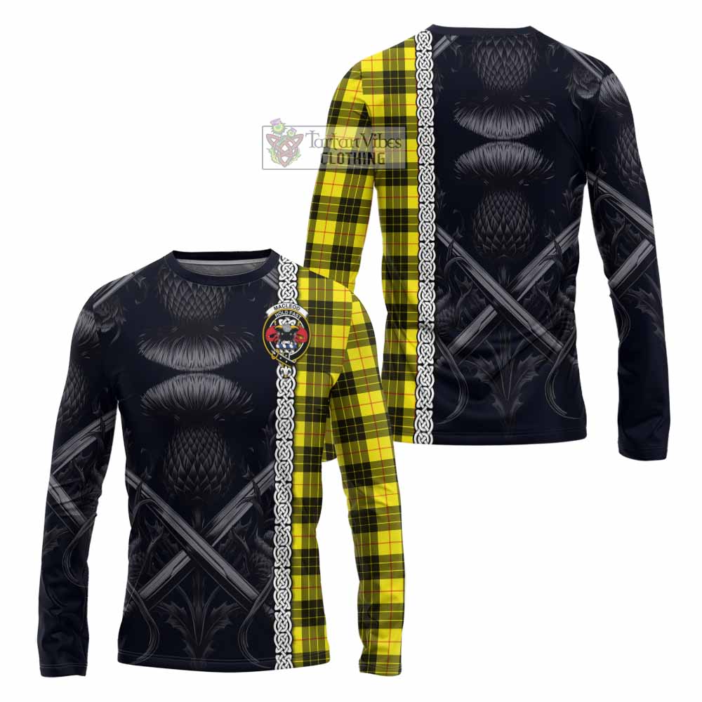 Tartan Vibes Clothing MacLeod (McLeod) Tartan Long Sleeve T-Shirt with Family Crest Cross Sword Thistle Celtic Vibes