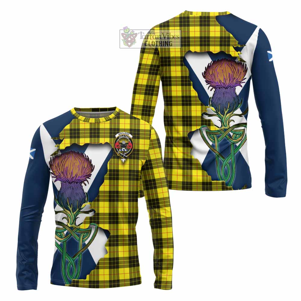 Tartan Vibes Clothing MacLeod (McLeod) Tartan Family Crest Long Sleeve T-Shirt Scottish Thistle Celtic Inspired