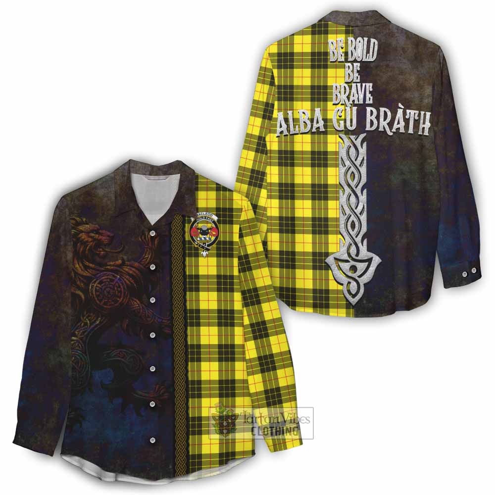 Tartan Vibes Clothing MacLeod (McLeod) Tartan Family Crest Women's Casual Shirt Alba Gu Brath Be Brave Lion Ancient Style