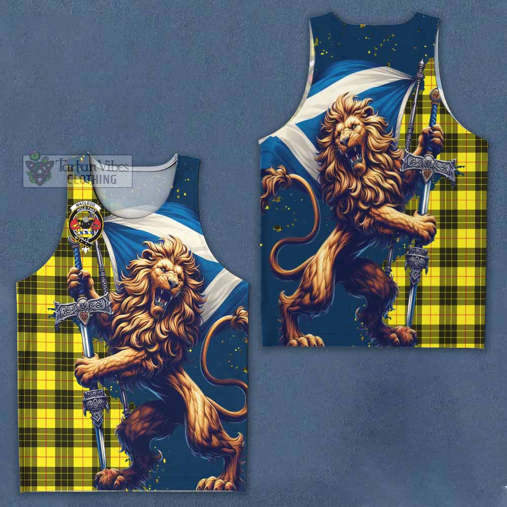 Tartan Vibes Clothing MacLeod (McLeod) Tartan Family Crest Men's Tank Top with Scottish Majestic Lion